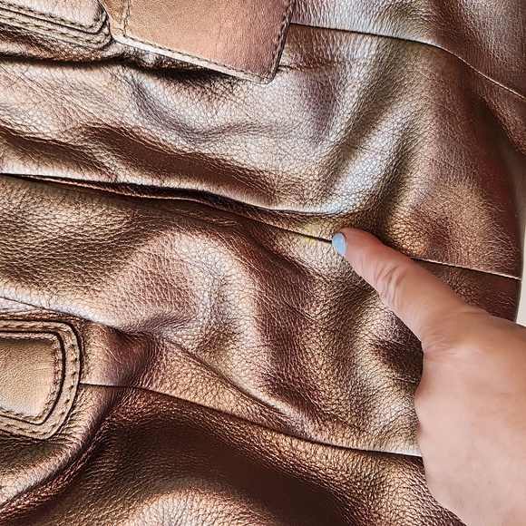 Coach Kristin Metallic Leather Bag Purse Pewter - Picture 14 of 17